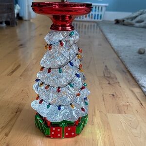 Bath & Body Works Christmas Tree Water Globe Candle Pedestal